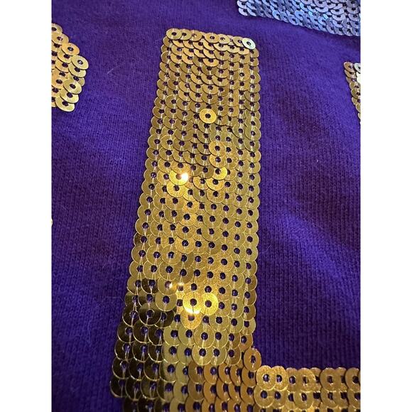 Women's LSU Tigers Sequin Peace Love LSU Hoodie Sweatshirt Size Med. Purple/Gold - Picture 7 of 13
